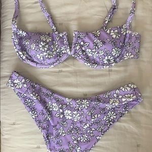 cheeky purple white floral bikini sz small